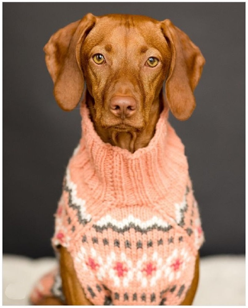 Peach Fairisle Dog Sweater White Peach and Gray Fair Isle – photo 7 of 8
