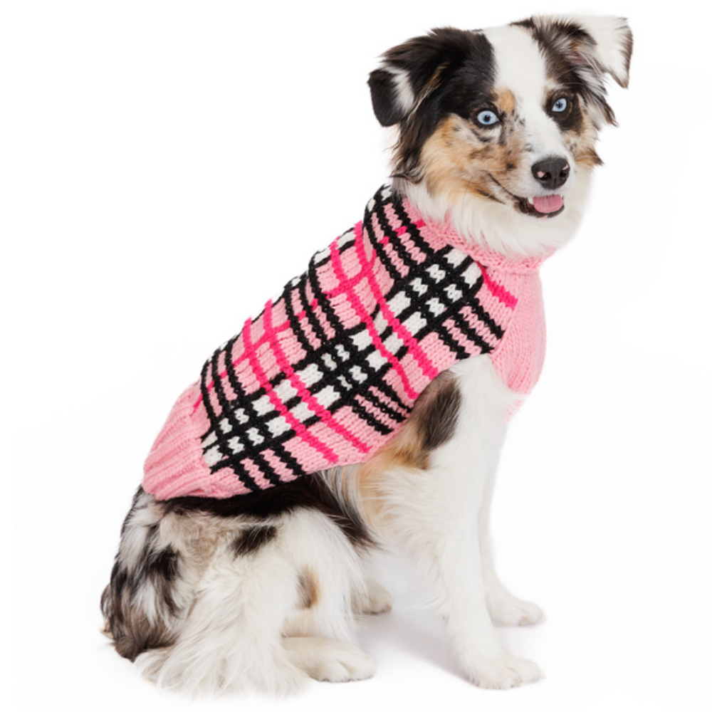 Derby Pink Plaid Dog Sweater 100 Percent Natural Wool with Turtleneck – photo 3 of 7