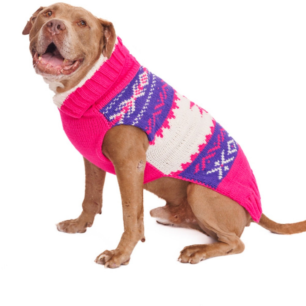 Pink Vail Dog Sweater 100 Percent Wool Fair Isle Snowflake – photo 4 of 7