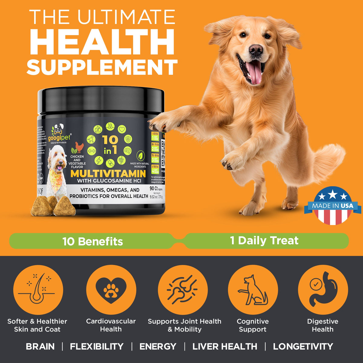 10 in 1 Multivitamin Chews for Dogs (Chicken Flavor) – alternate view 3