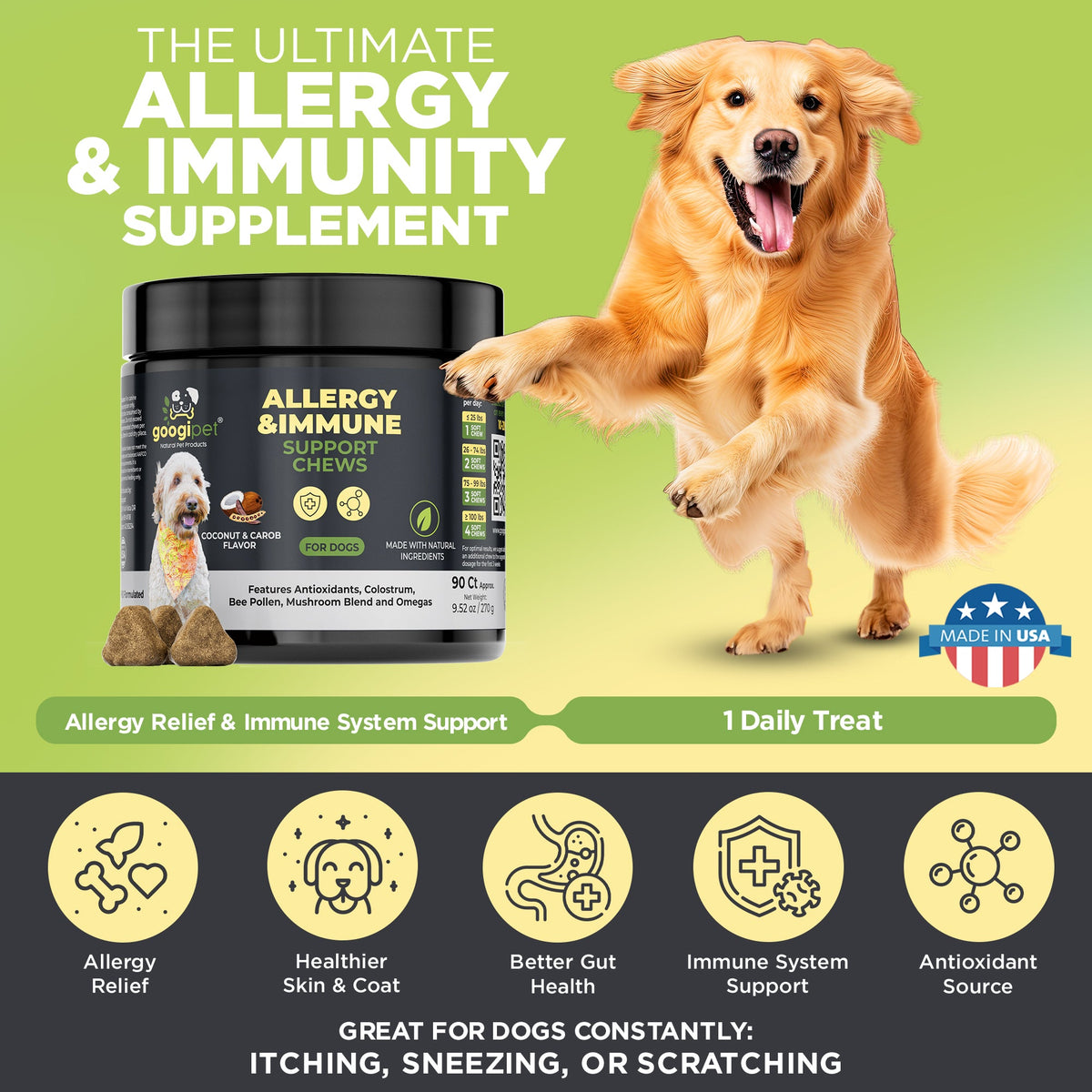 Allergy & Immune Support Chews for Dogs (Coconut & Carob Flavor) – alternate view 3