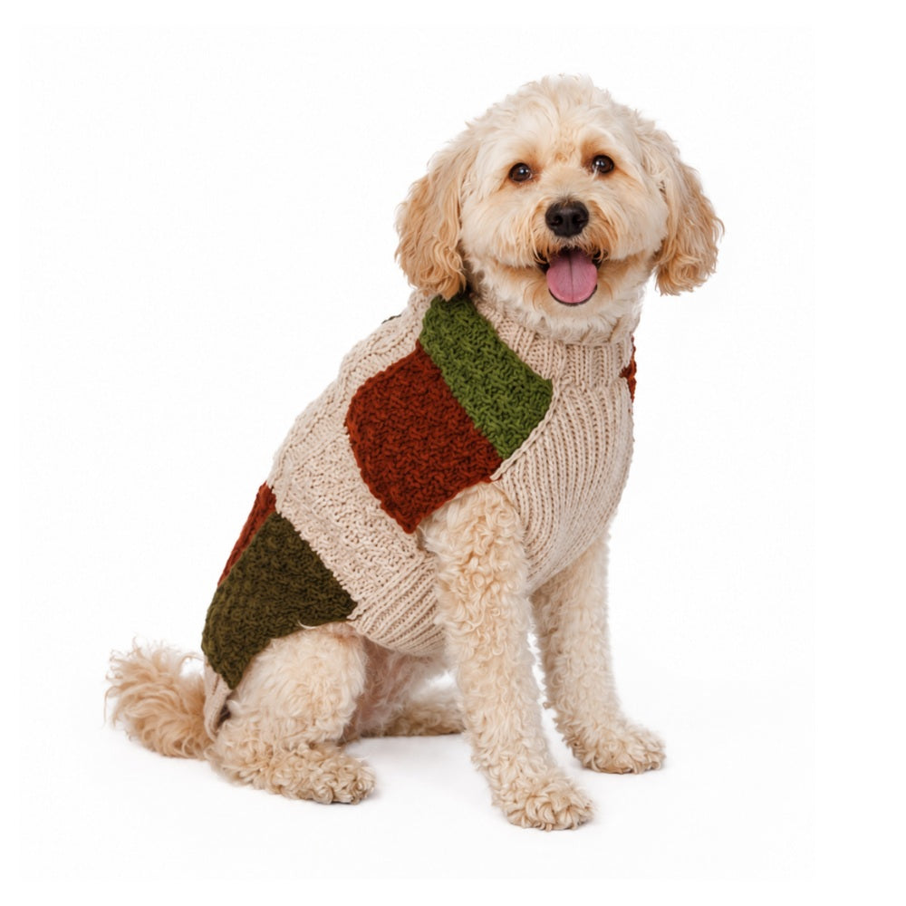 Patchwork Wool Dog Sweater 100 Percent Natural Wool Earth Tones – photo 7 of 8