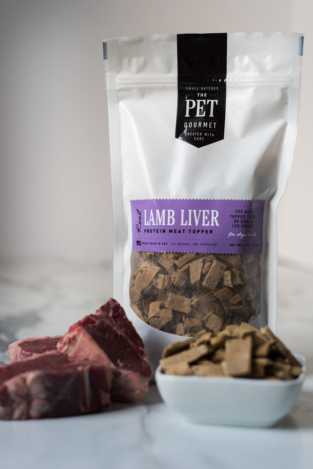 Freeze Dried Lamb Liver Dog Treats  Topper, side view