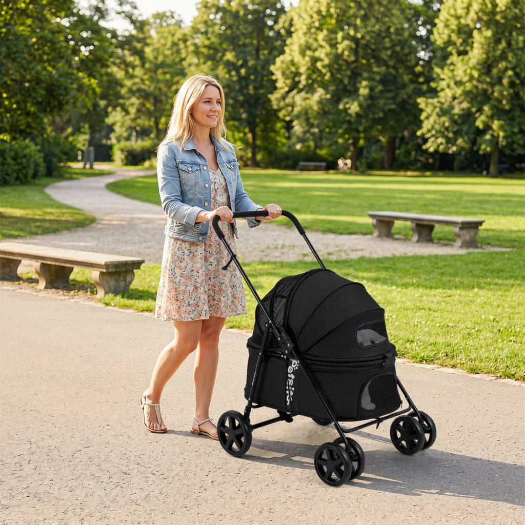 Foldable Pet Stroller for Small to Medium Dogs with Brake – photo 2 of 24