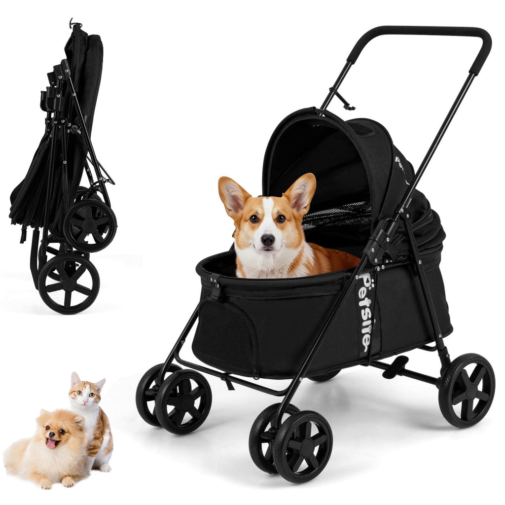 Foldable Pet Stroller for Small to Medium Dogs with Brake – photo 4 of 24