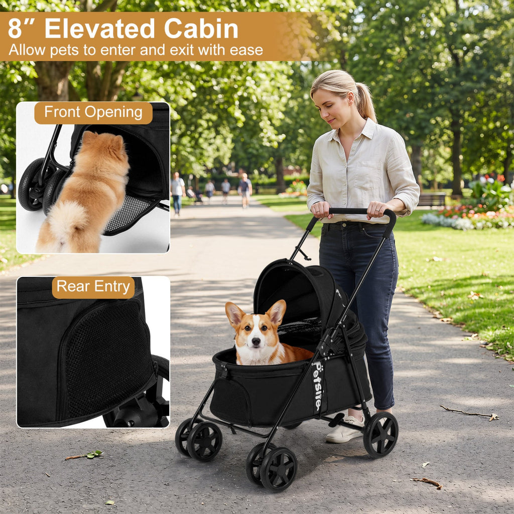 Foldable Pet Stroller for Small to Medium Dogs with Brake – photo 6 of 24