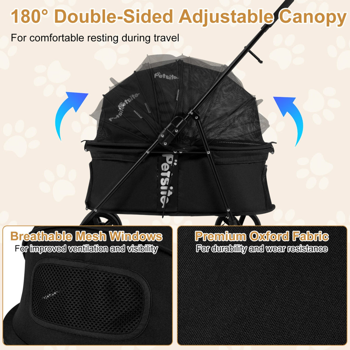 Foldable Pet Stroller for Small to Medium Dogs with Brake – photo 7 of 24