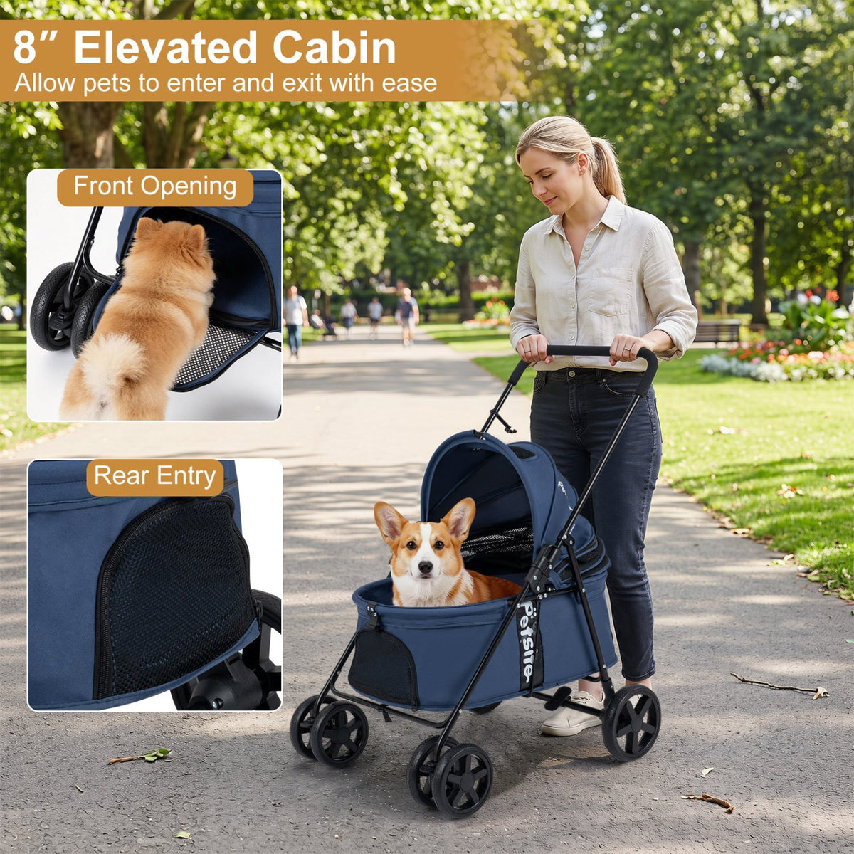 Foldable Pet Stroller for Small to Medium Dogs with Brake – photo 24 of 24
