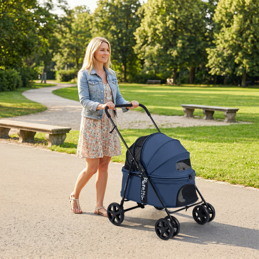 Foldable Pet Stroller for Small to Medium Dogs with Brake – photo 18 of 24