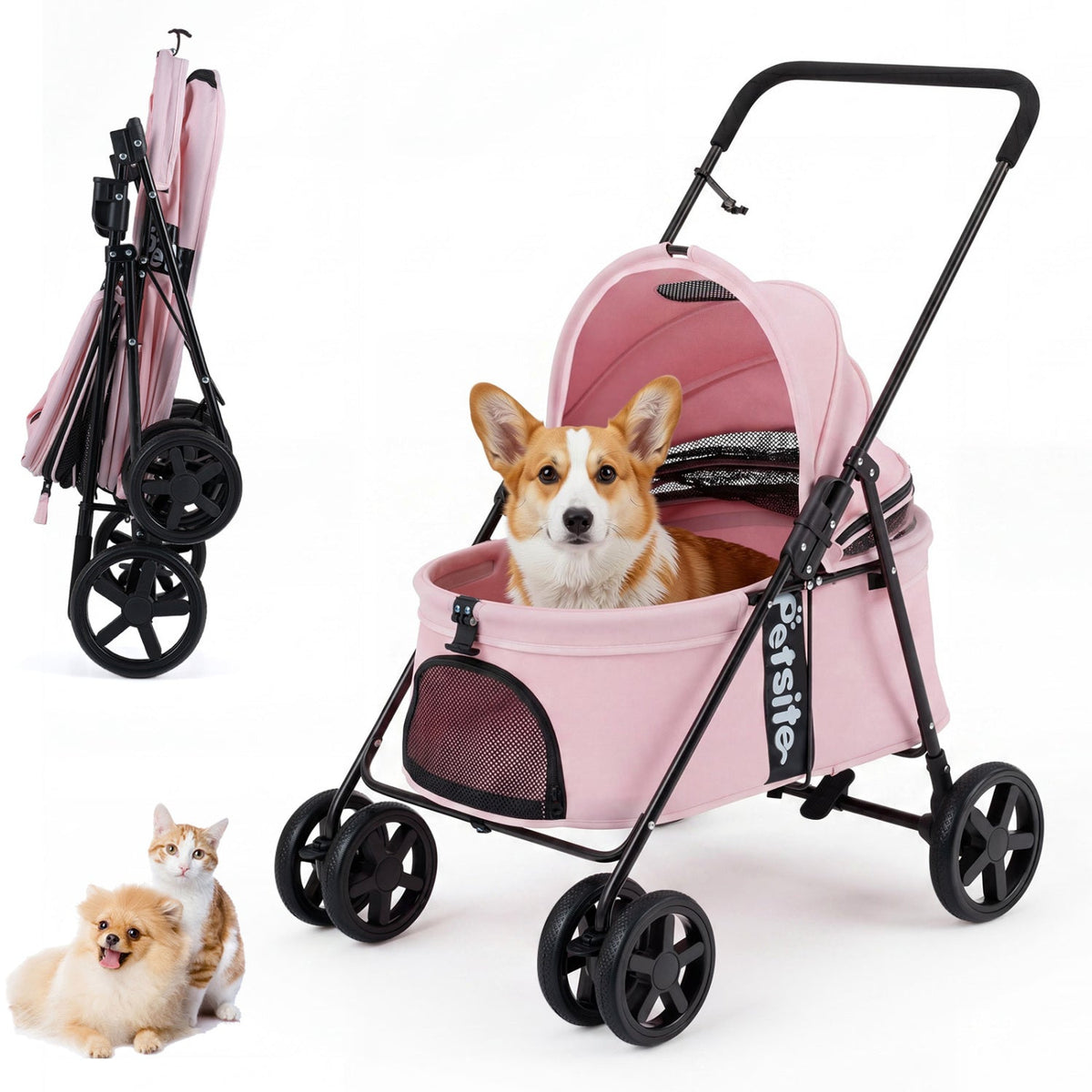 Foldable Pet Stroller for Small to Medium Dogs with Brake – photo 12 of 24