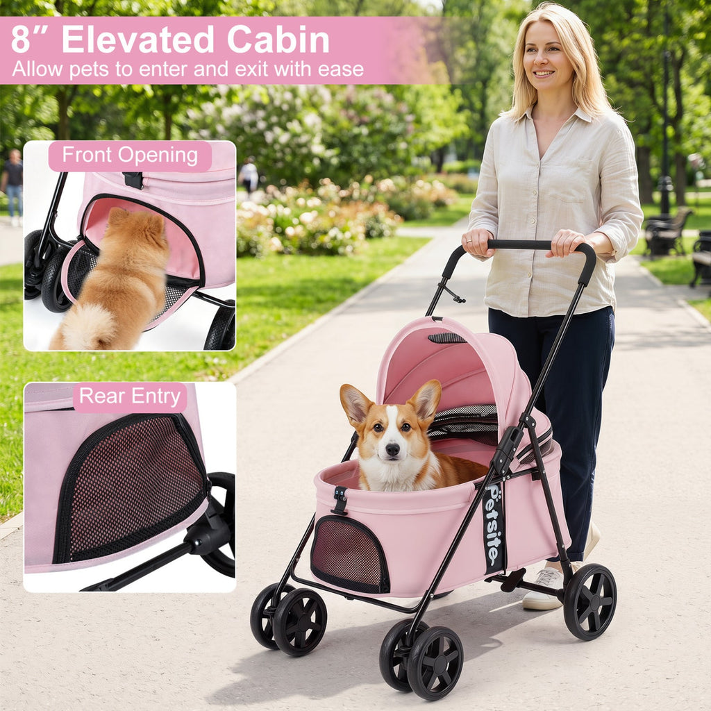 Foldable Pet Stroller for Small to Medium Dogs with Brake – photo 16 of 24