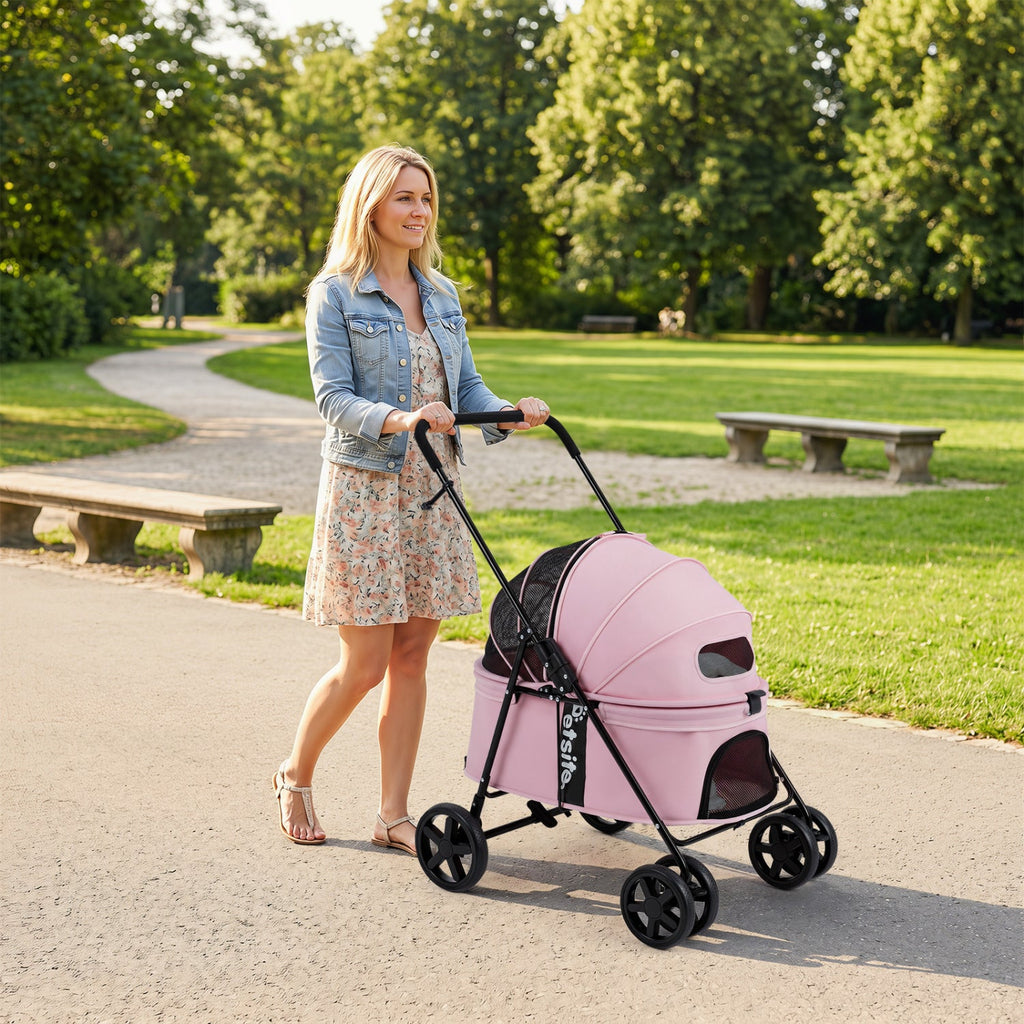 Foldable Pet Stroller for Small to Medium Dogs with Brake – photo 10 of 24