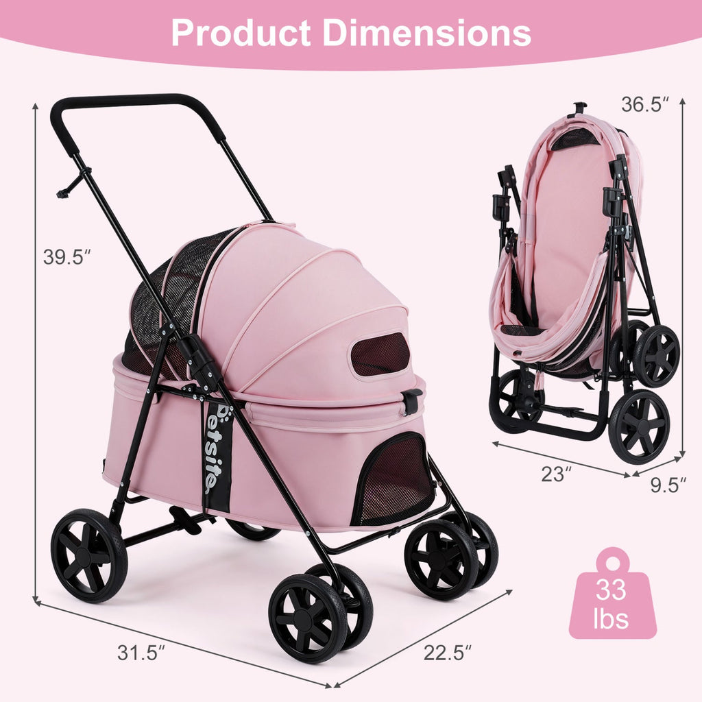 Foldable Pet Stroller for Small to Medium Dogs with Brake – photo 13 of 24