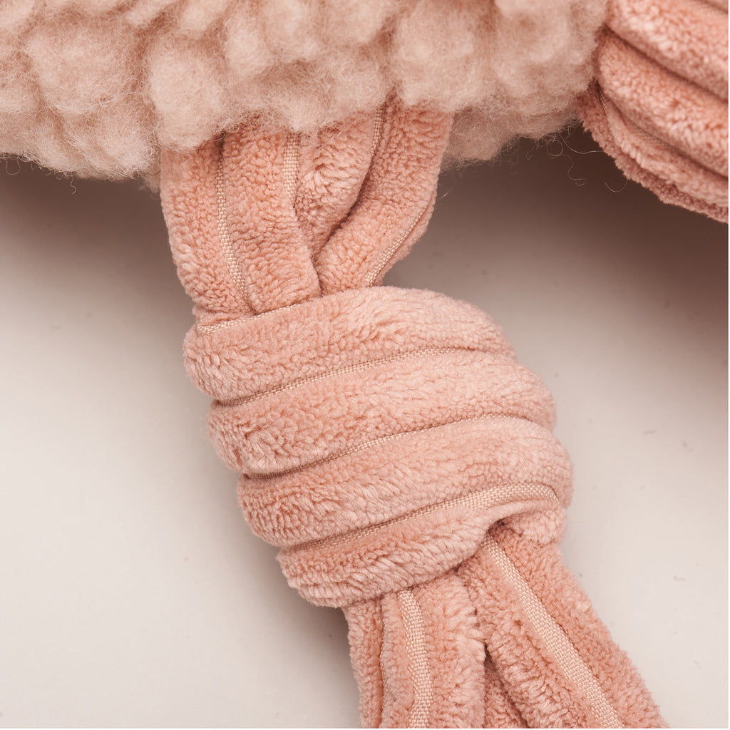 Penelope Pig HuggleFleece FlufferKnottie Plush Dog Toy, close-up
