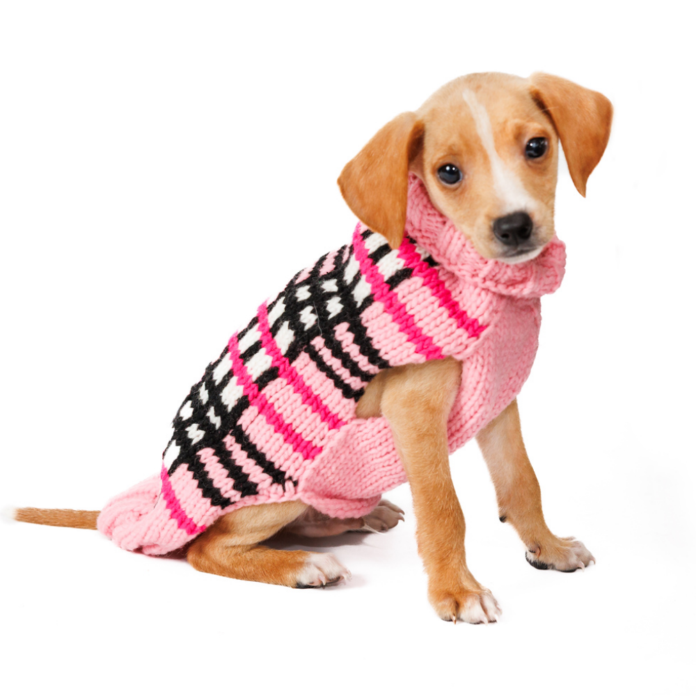 Derby Pink Plaid Dog Sweater 100 Percent Natural Wool with Turtleneck – photo 6 of 7