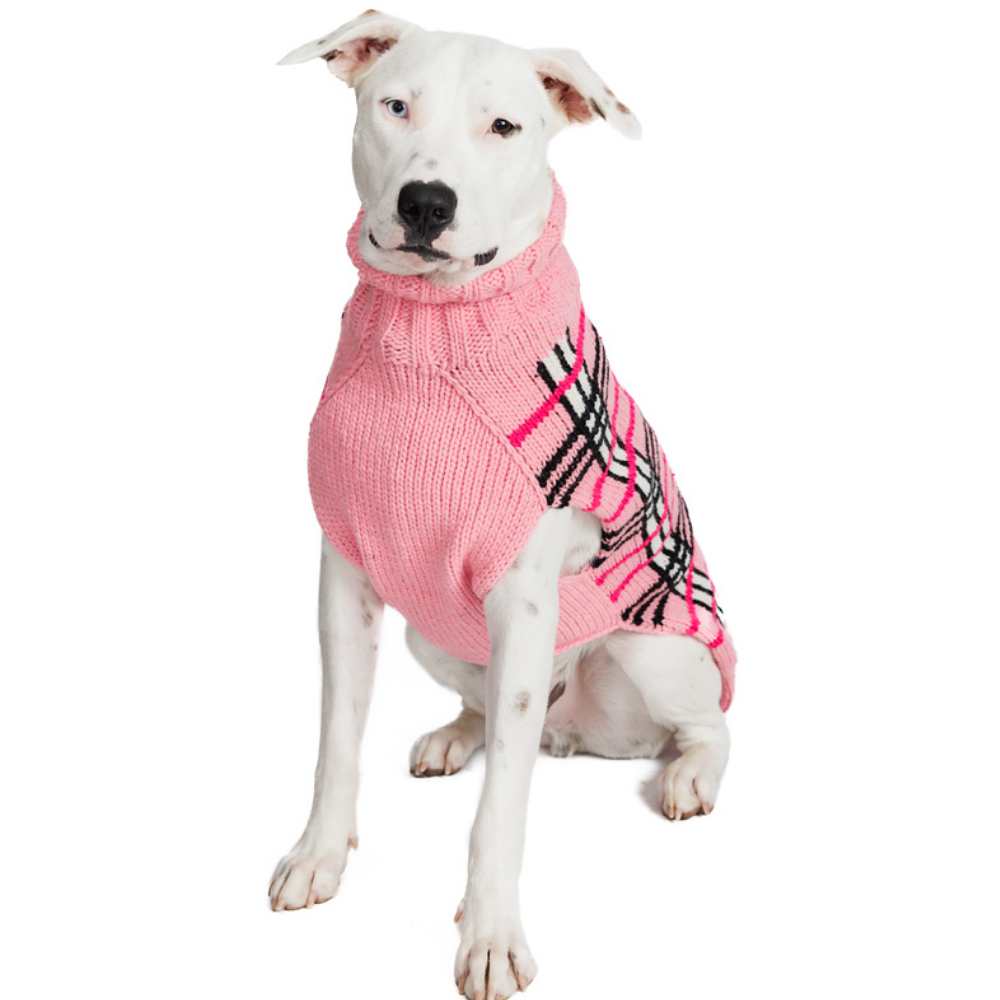 Derby Pink Plaid Dog Sweater 100 Percent Natural Wool with Turtleneck – photo 5 of 7