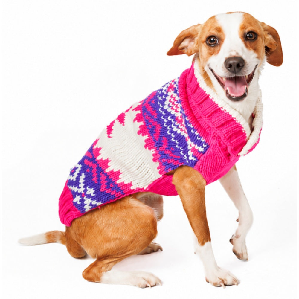 Pink Vail Dog Sweater 100 Percent Wool Fair Isle Snowflake – photo 3 of 7