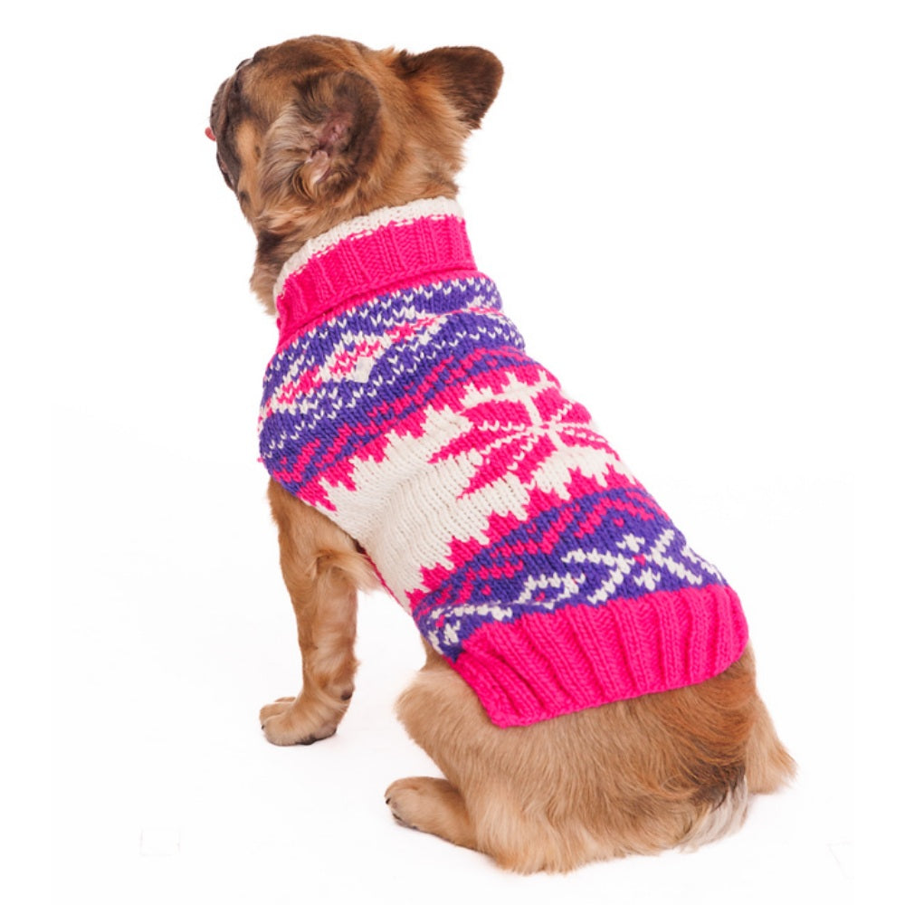 Pink Vail Dog Sweater 100 Percent Wool Fair Isle Snowflake – photo 6 of 7