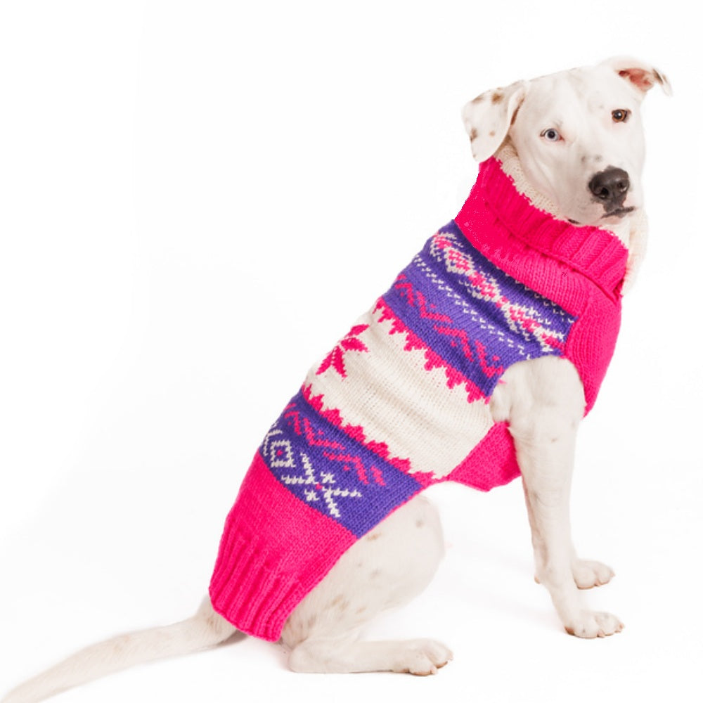 Pink Vail Dog Sweater 100 Percent Wool Fair Isle Snowflake – photo 1 of 7