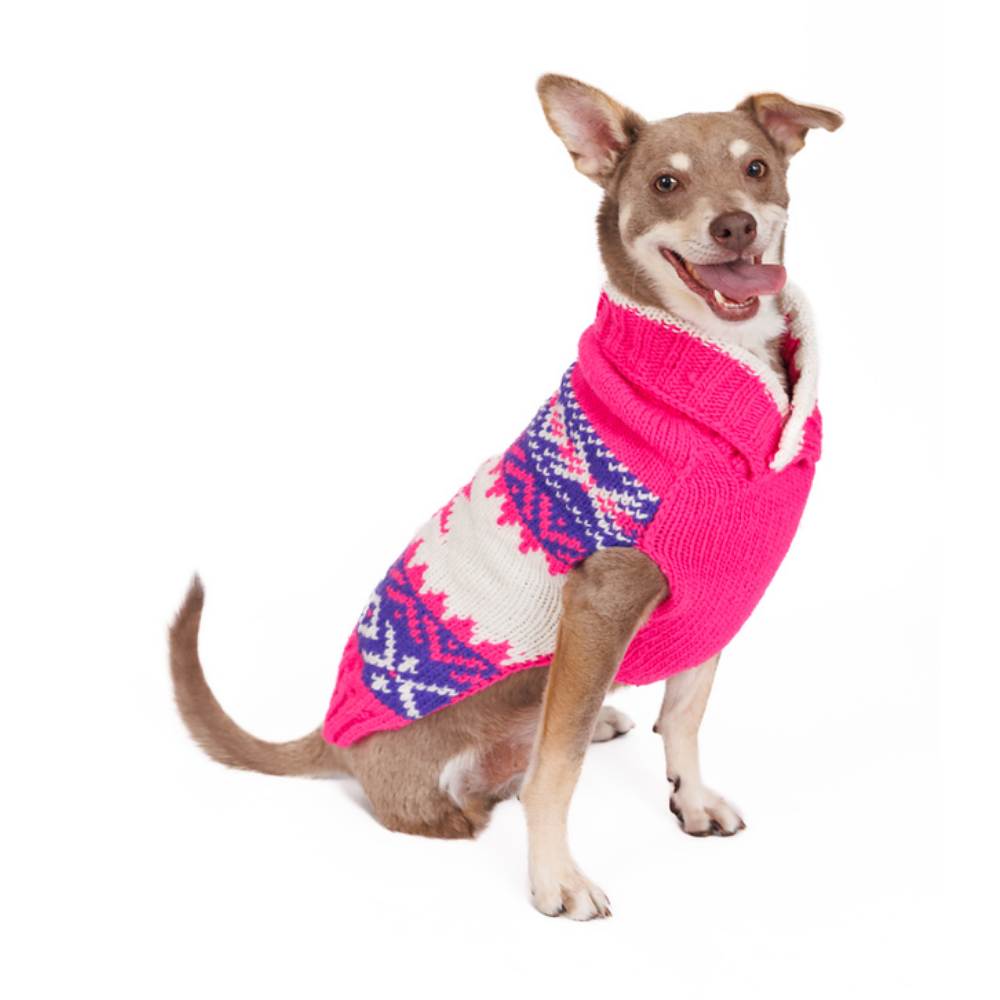Pink Vail Dog Sweater 100 Percent Wool Fair Isle Snowflake – photo 2 of 7