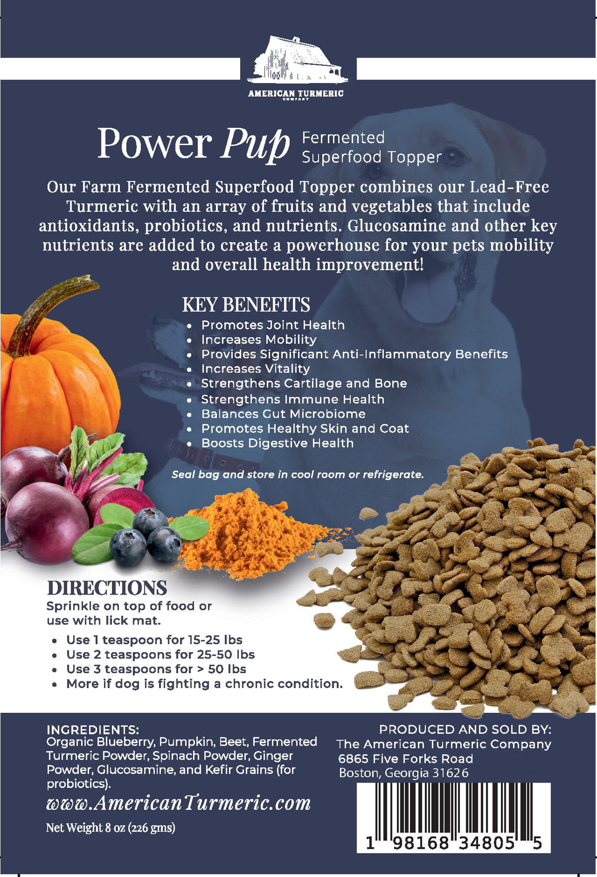 Power Pup Fermented Turmeric Powder for Dogs – Lead-Free, Superfood Meal Topper – alternate view 2