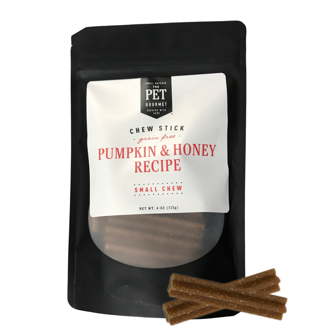 Small Pumpkin  Honey Gourmet Chew Sticks  4 oz Bag