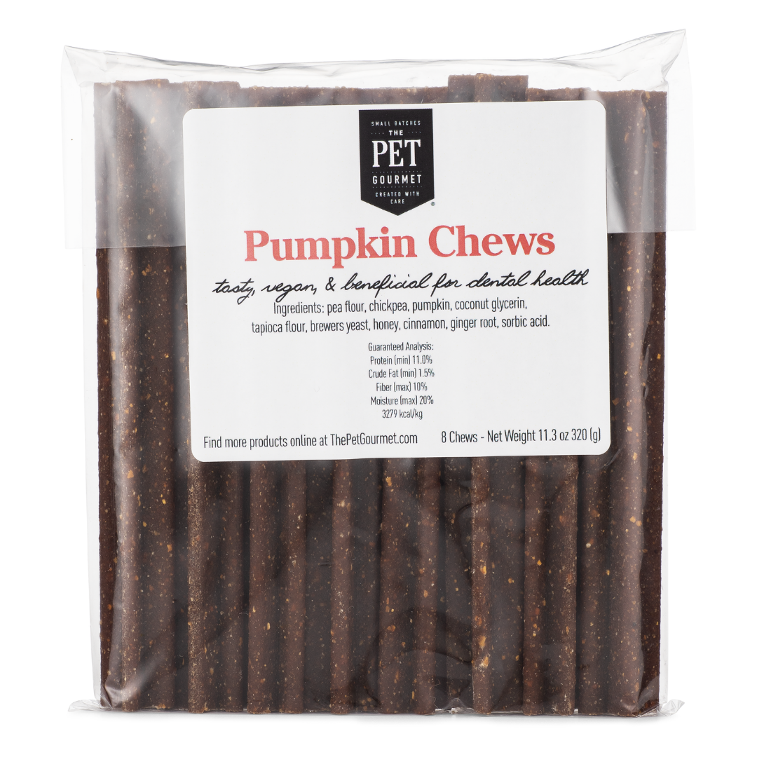 Pumpkin & Honey Gourmet Chew Sticks for Dogs – 8 Pack – front view