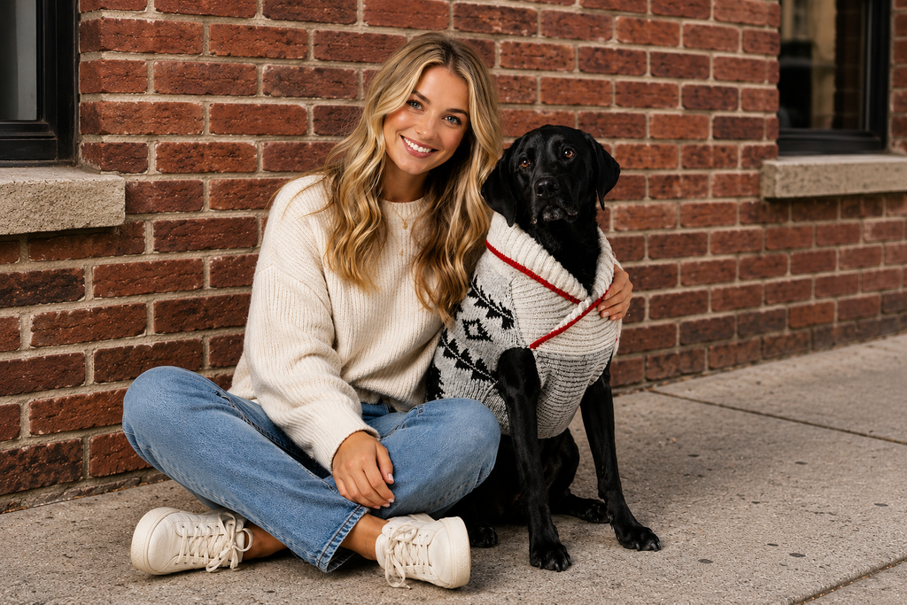 Jackson Dog Sweater Shawl Collar in Grey Black and White – photo 9 of 9