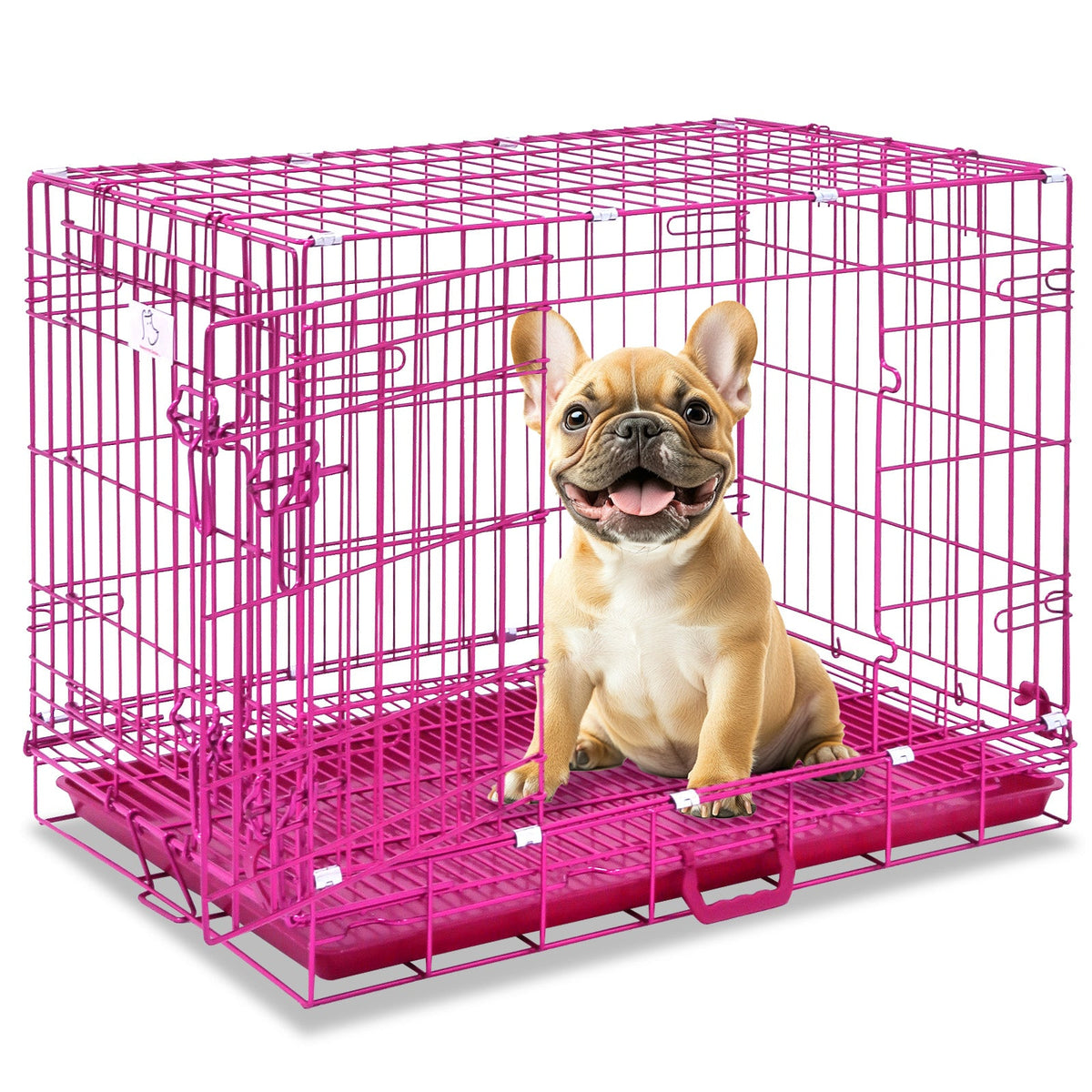 24-42 Inch Pink Wire Dog Crate – alternate view 10
