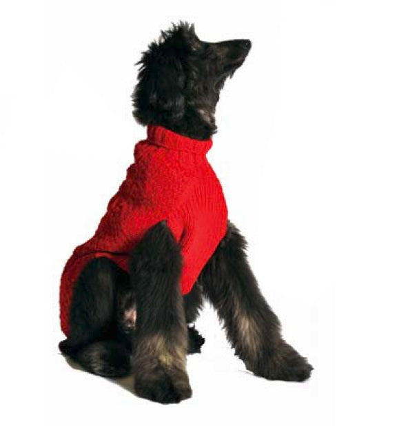 Red Cable Knit Dog Sweater Hand Knit – photo 5 of 5