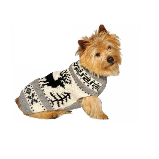 Reindeer Shawl Dog Sweater Grey and Charcoal – photo 1 of 5