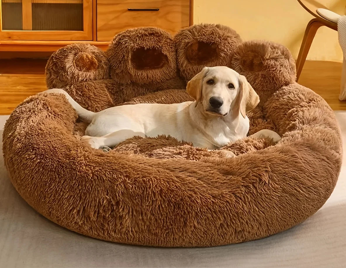 Fluffy Bear Paw Dog Bed – Large, Cute Plush Pet Bed – alternate view 16