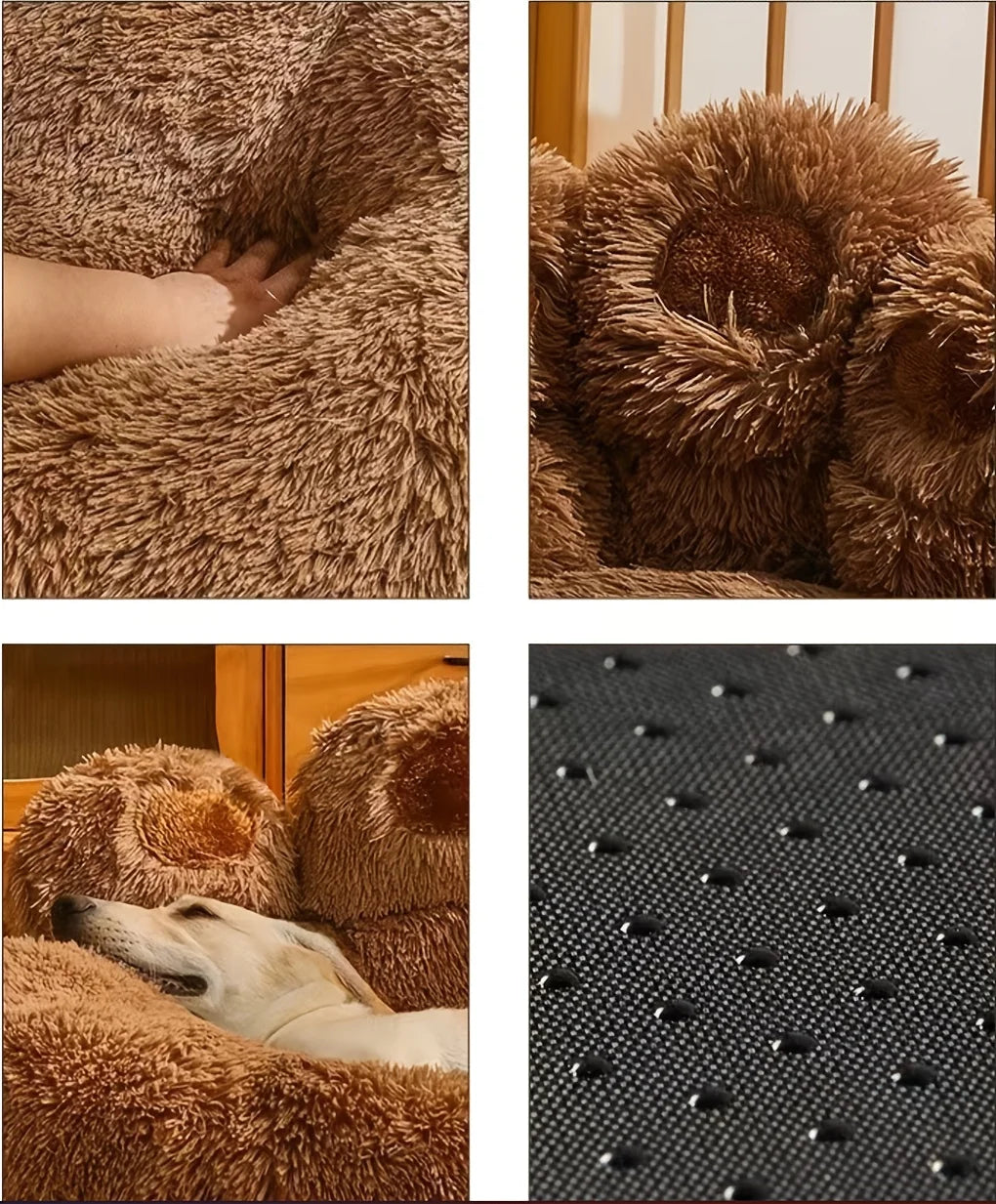 Fluffy Bear Paw Dog Bed – Large, Cute Plush Pet Bed – alternate view 21