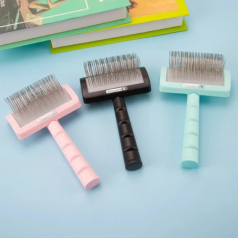 Dog Grooming Comb – Deshedding Slicker Brush with Massage Pins – front view