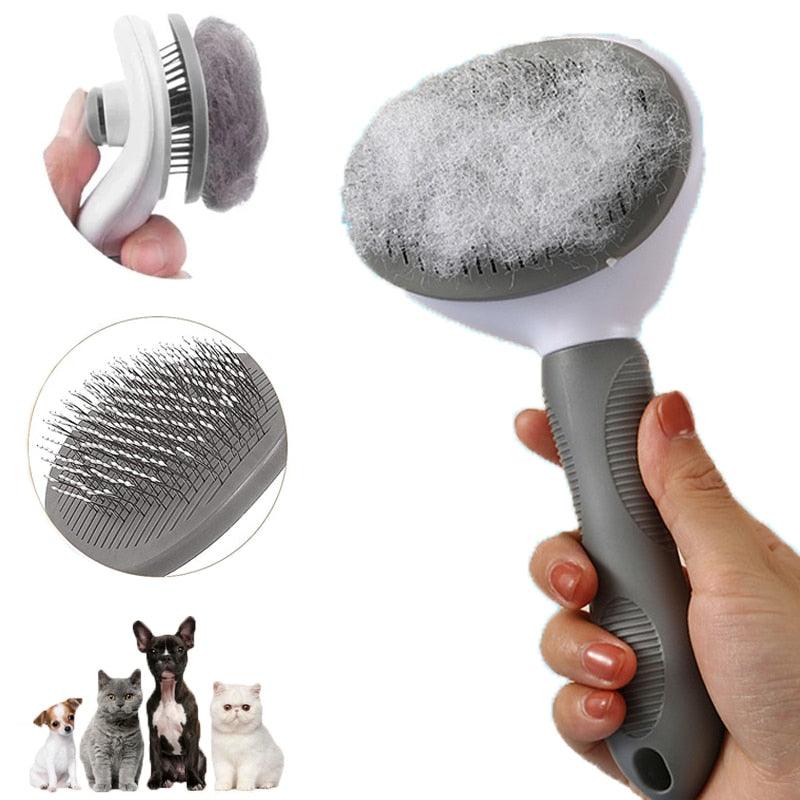Self-Cleaning Pet Hair Remover Brush – Dog & Cat Grooming Comb – front view