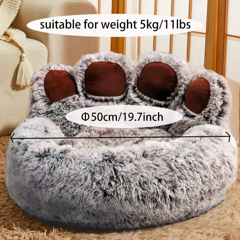 Fluffy Bear Paw Dog Bed – Large, Cute Plush Pet Bed – alternate view 5