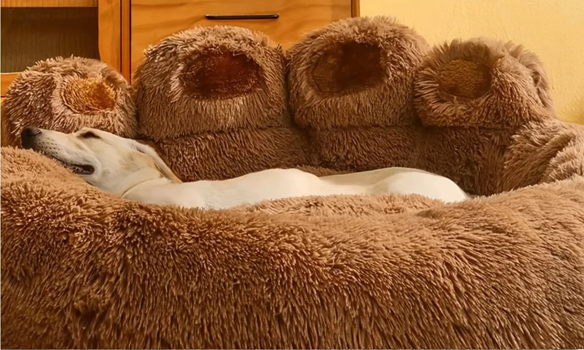 Fluffy Bear Paw Dog Bed – Large, Cute Plush Pet Bed – alternate view 19