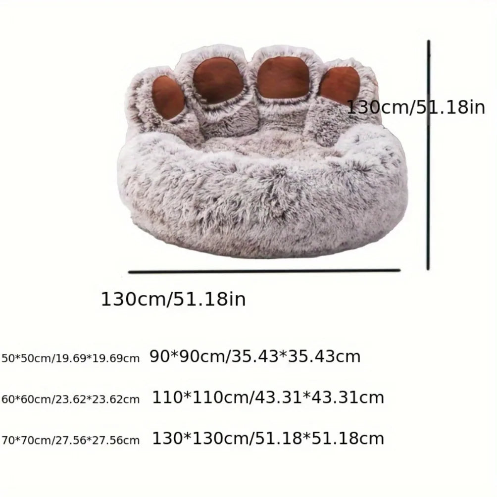 Fluffy Bear Paw Dog Bed – Large, Cute Plush Pet Bed – alternate view 9