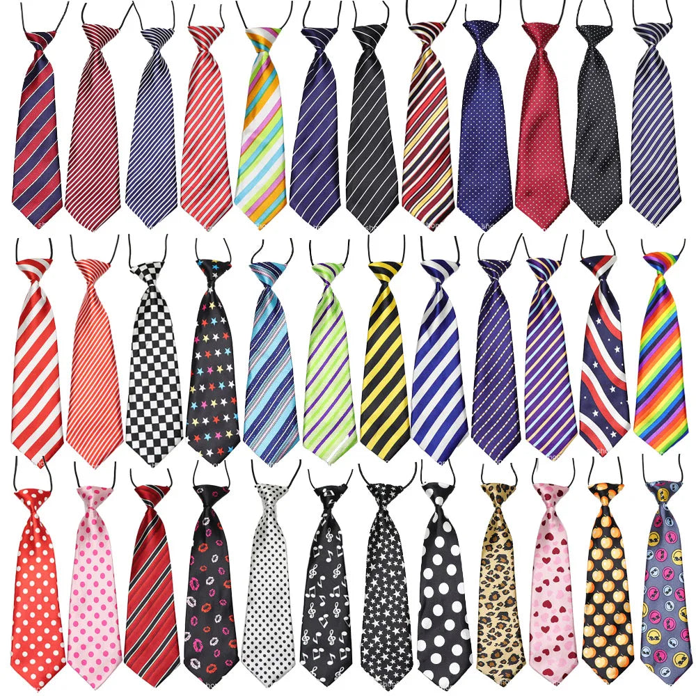 Dog Bow Ties – Stripes, Dots & Solids, Elastic Necktie – alternate view 2