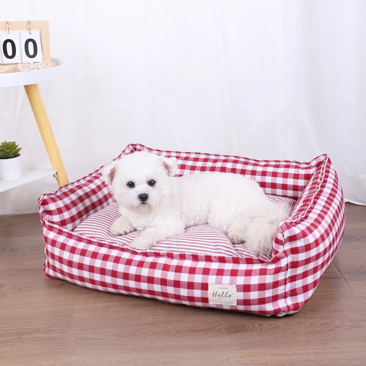 Plaid Dog Bed for Small Dogs – Cozy Sofa Cushion Bed – alternate view 6