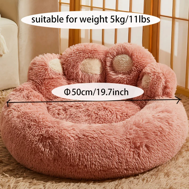Fluffy Bear Paw Dog Bed – Large, Cute Plush Pet Bed – alternate view 6