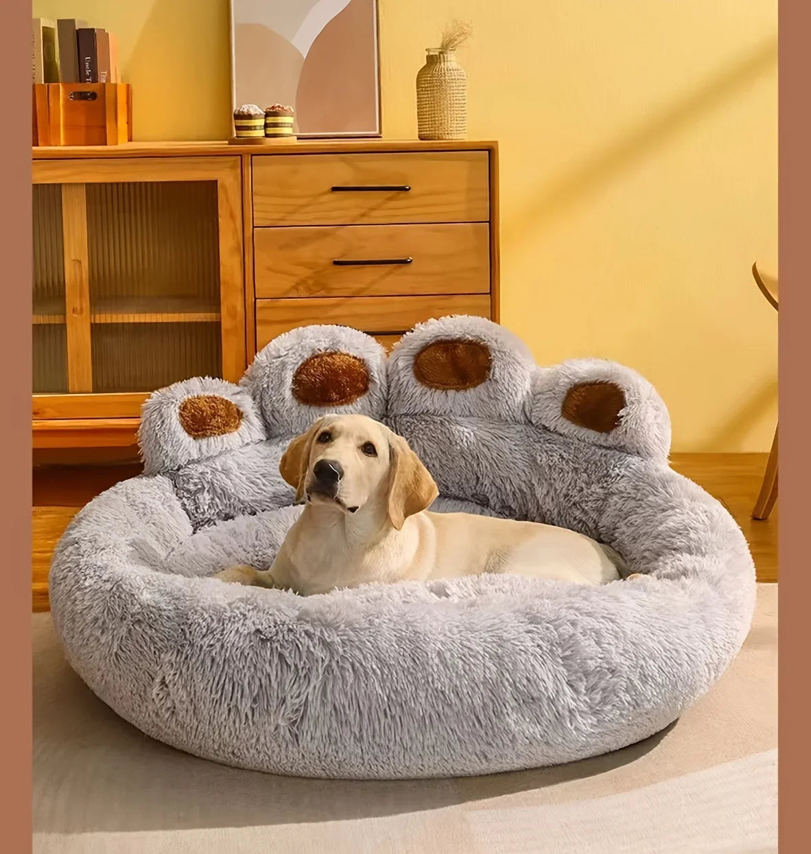 Fluffy Bear Paw Dog Bed – Large, Cute Plush Pet Bed – alternate view 24