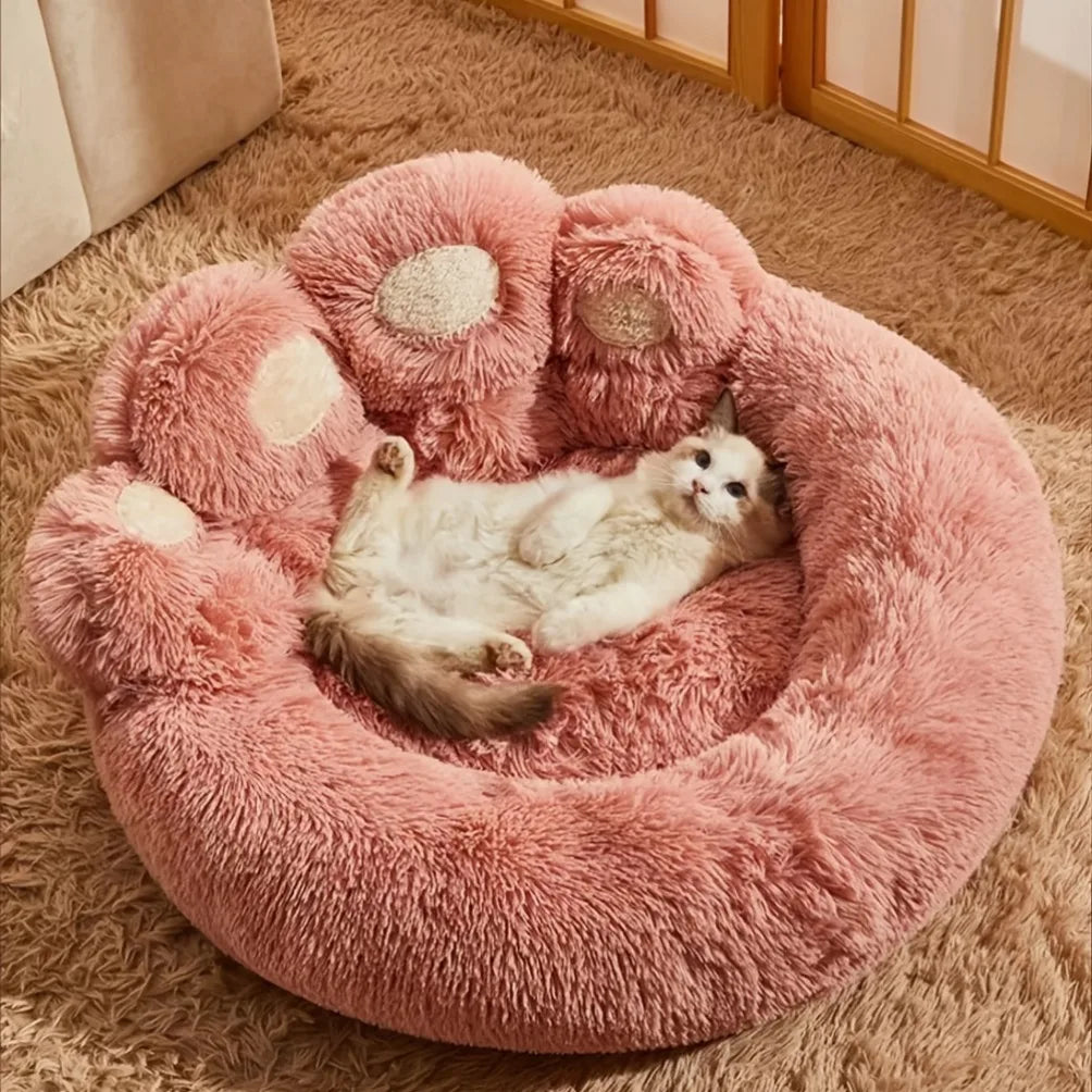 Fluffy Bear Paw Dog Bed – Large, Cute Plush Pet Bed – alternate view 11