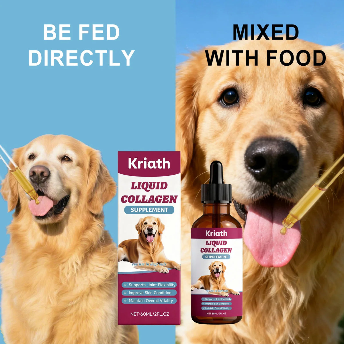 Kriath collagen nutritional drops liquid supplement for dogs – 60 ml bottle – photo 4 of 6