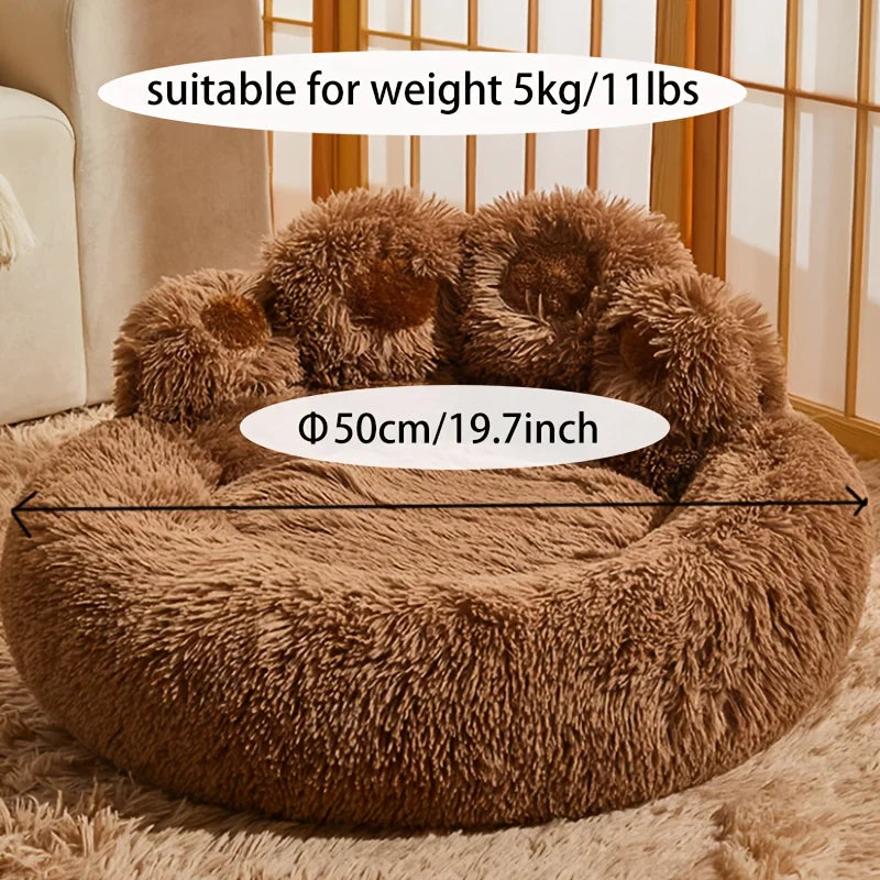 Fluffy Bear Paw Dog Bed – Large, Cute Plush Pet Bed – alternate view 3