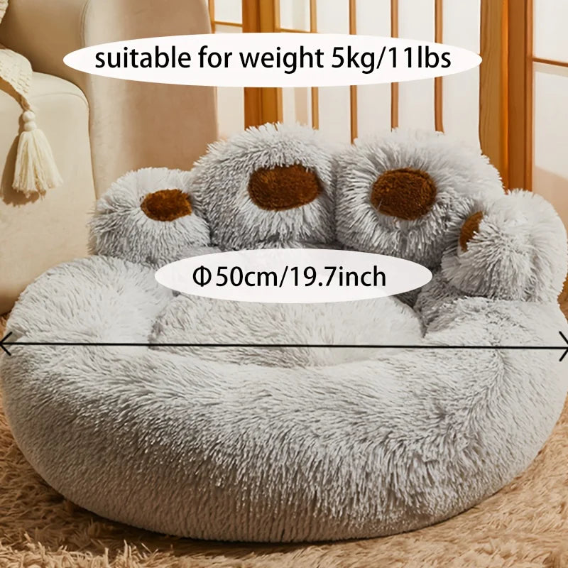 Fluffy Bear Paw Dog Bed – Large, Cute Plush Pet Bed – alternate view 4