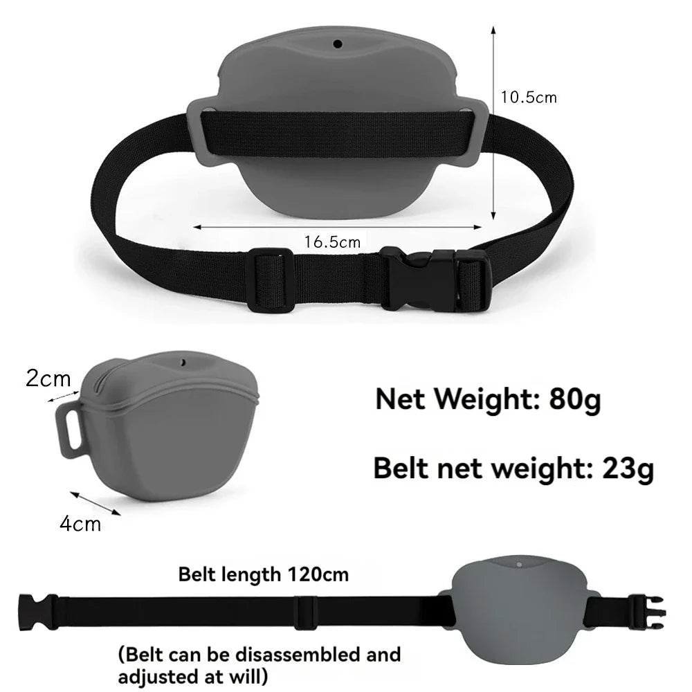 Silicone Dog Treat Bag – Portable Training Waist Pouch with Belt – alternate view 3