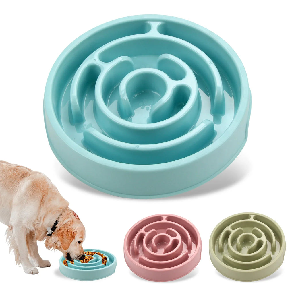 Slow Feeder Dog Bowl – Non-Slip Anti-Gulping Dish, Macaron Colors – front view