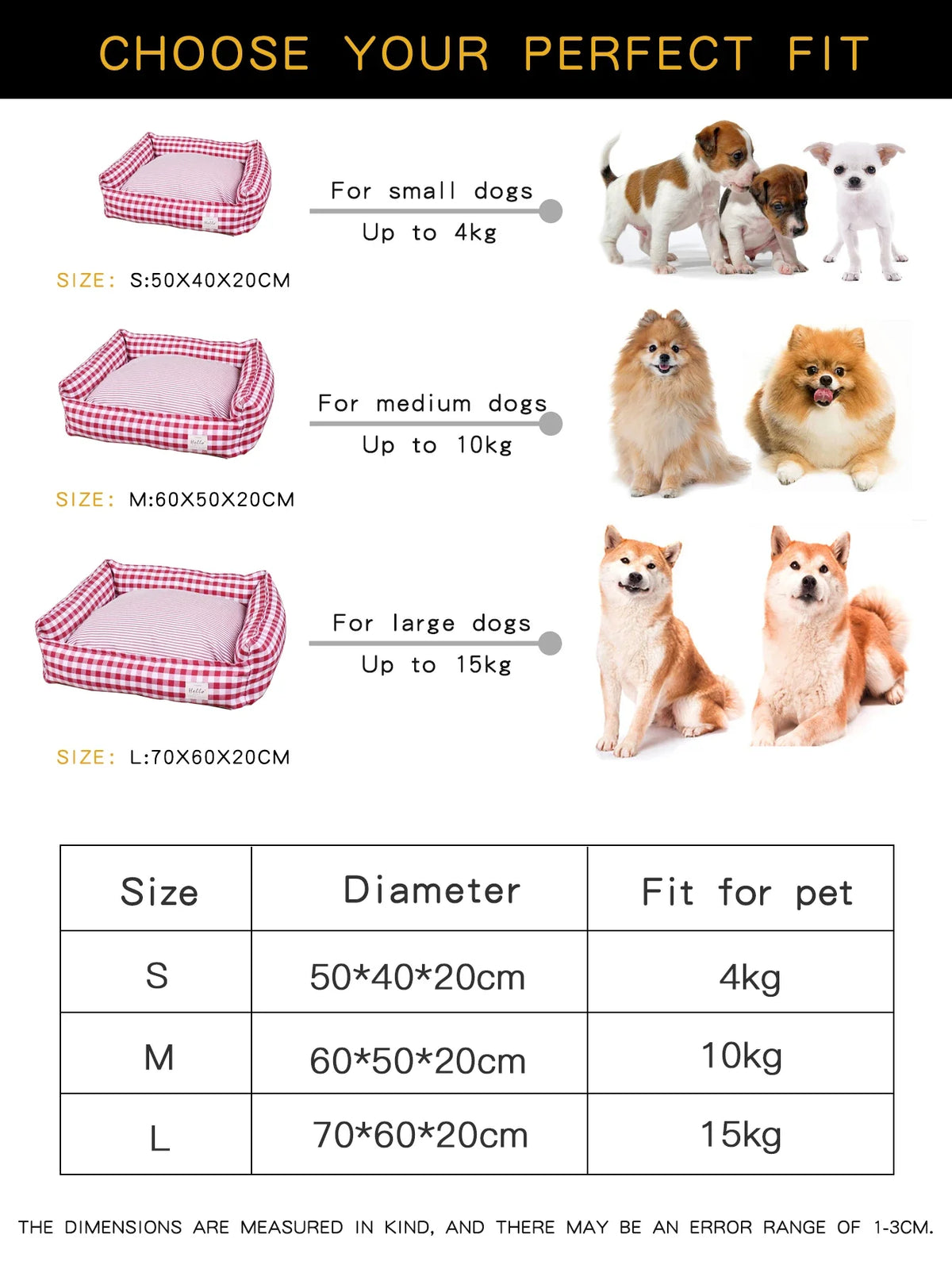 Plaid Dog Bed for Small Dogs – Cozy Sofa Cushion Bed – alternate view 11