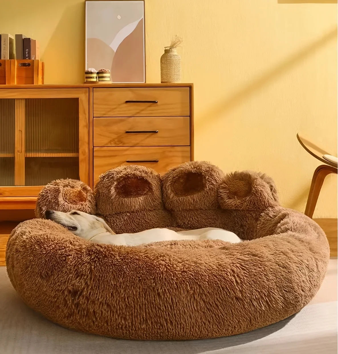 Fluffy Bear Paw Dog Bed – Large, Cute Plush Pet Bed – alternate view 22